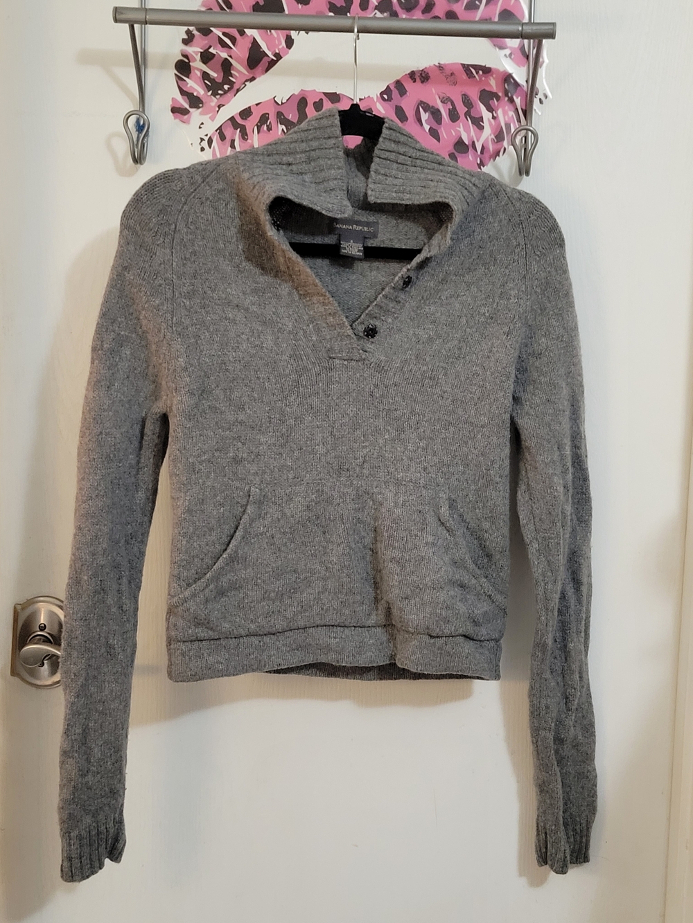 Banana Republic Gray Cowl Neck Wool-Blend Pullover